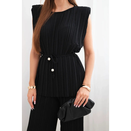 Moteriškas juodas klostuotas komplektas Nici Moteriški komplektai