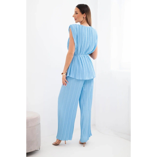 Sieviešu gaiši zils plisēts komplekts Nici Sieviešu uzvalki