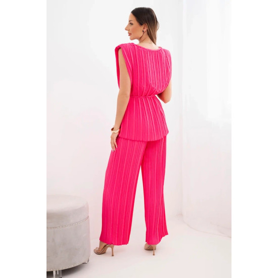 Sieviešu spilgti rozā plisēts komplekts Nici Sieviešu uzvalki