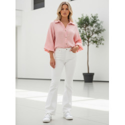 Moteriški muslino rožiniai marškiniai Musline