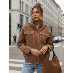Moteriška rudos spalvos zomšinė bomber striukė Silin