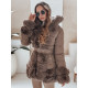 Moteriška tamsiai ruda striukė su kailiu City