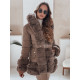 Moteriška tamsiai ruda striukė su kailiu City