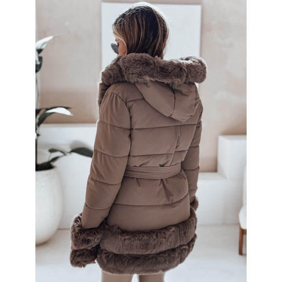 Moteriška tamsiai ruda striukė su kailiu City