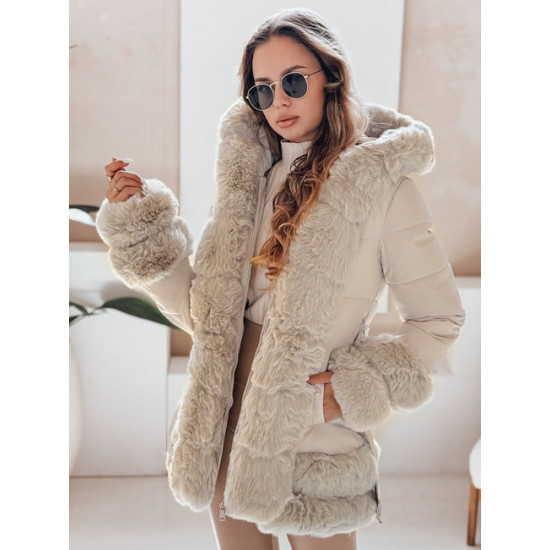 Moteriška rusva striukė su kailiu City Moteriškos striukės