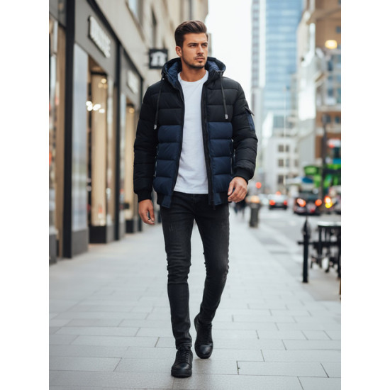 Vyriška juoda/tamsiai mėlyna žieminė striukė Oscar