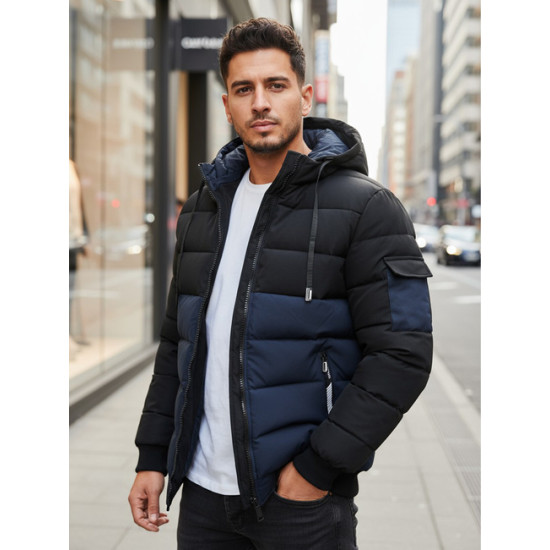 Vyriška juoda/tamsiai mėlyna žieminė striukė Oscar