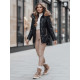 Moteriška juoda žieminė striukė su ruda detale Lumor
