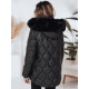 Moteriška juoda žieminė striukė su juodu kailiuku Lumor
