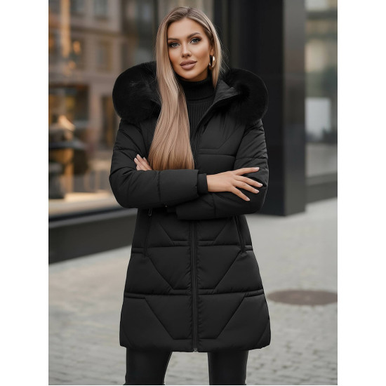 Moteriška juodos spalvos paltas Stel JS/16M9099/392Z