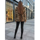 Moteriška ruda kailinė striukė su gyvūniniu raštu Leopard Moteriškos striukės