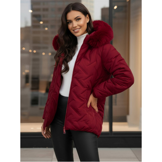 Moteriška bordo žieminė striukė su gobtuvu Levi