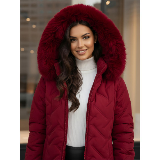 Moteriška bordo žieminė striukė su gobtuvu Levi