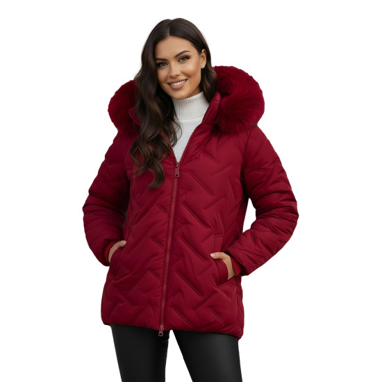 Moteriška bordo žieminė striukė su gobtuvu Levi