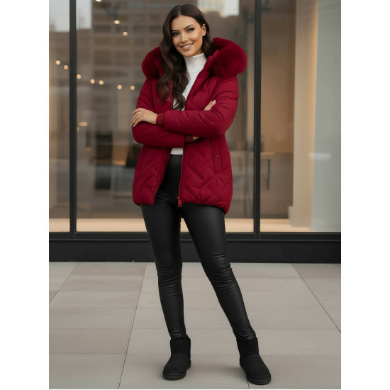 Moteriška bordo žieminė striukė su gobtuvu Levi