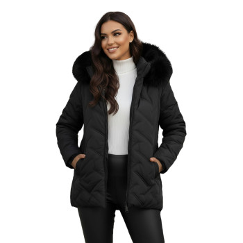 Women's black hooded winter jacket Levi