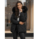 Moteriška juoda žieminė striukė su gobtuvu Levi Moteriškos striukės