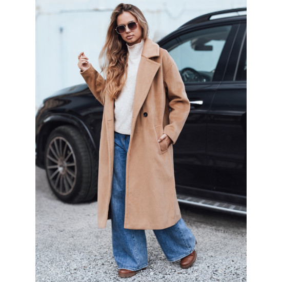 Moteriškas laisvo kirpimo rudas paltas Wild