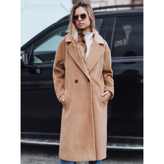 Moteriškas laisvo kirpimo rudas paltas Wild
