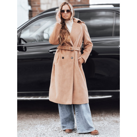 Moteriškas šviesiai rudas žieminis paltas Gino Moteriškos striukės