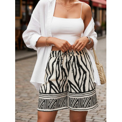 Moteriški juodi/balti šortai Zebra
