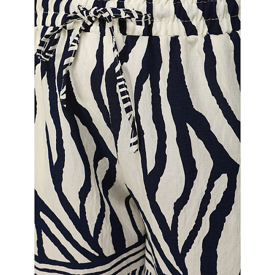 Naisten valkoiset/tummansiniset Zebra-shortsit