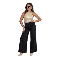 Moteriškos juodos plačios kelnės Elegant