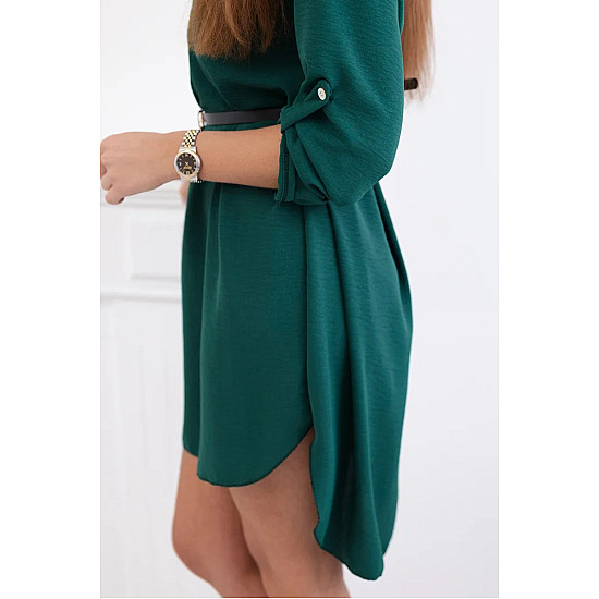 Women's dark green dress with a belt by Golden