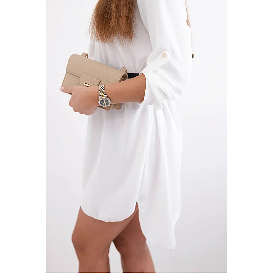 Women's White Dress with a Belt by Golden