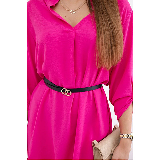 Women's Fuchsia-Colored Dress with a Belt by Golden