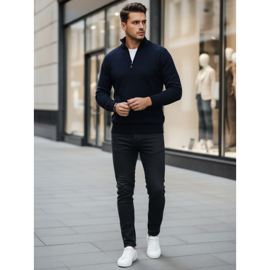 Vyriškas tamsiai mėlynas megztinis Monar