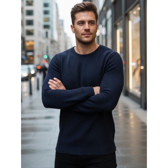 Vyriškas tamsiai mėlynas megztinis Spike