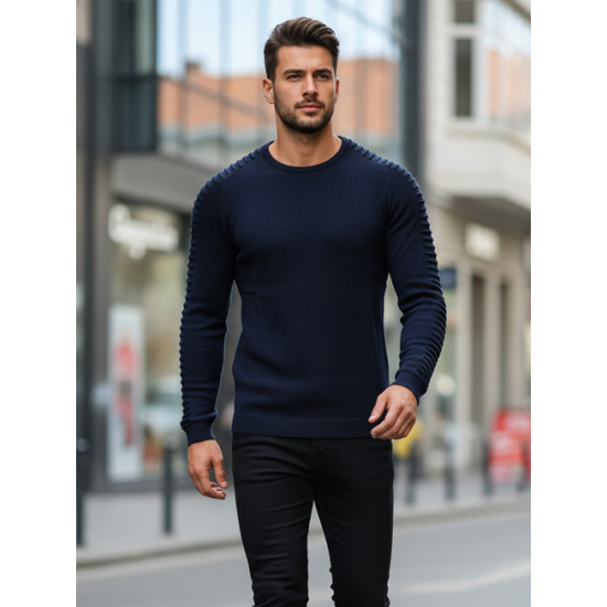 Vyriškas tamsiai mėlynas megztinis Nelson