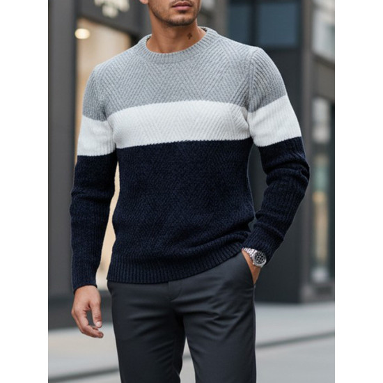 Vyriškas pilkas ir tamsiai mėlynas  megztinis Epic