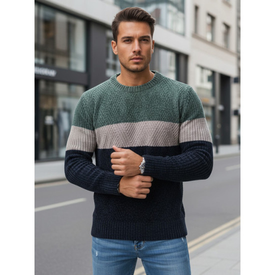 Vyriškas chaki ir tamsiai mėlynas megztinis Epic