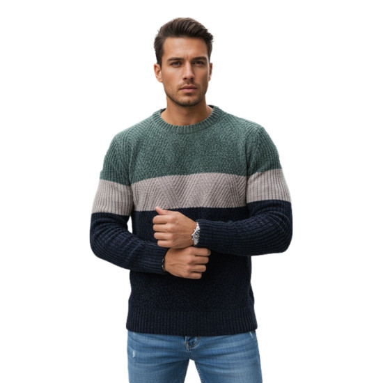 Vyriškas chaki ir tamsiai mėlynas megztinis Epic