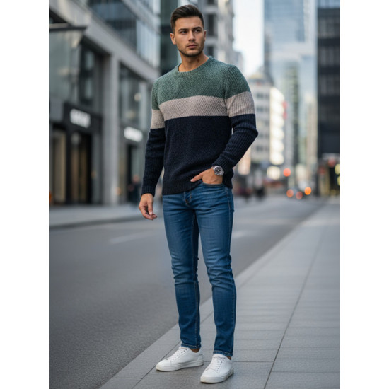 Vyriškas chaki ir tamsiai mėlynas megztinis Epic