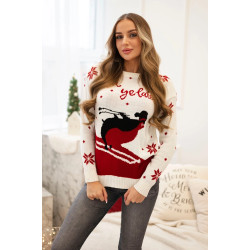 Moteriškas baltas kalėdinis megztinis Ski