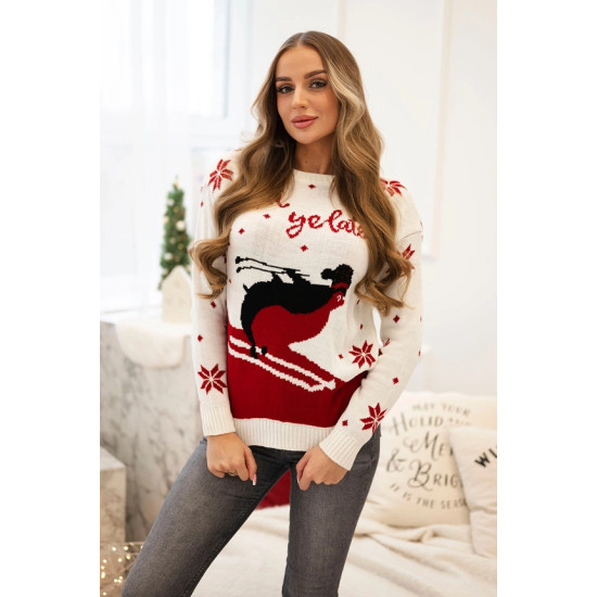 Moteriškas baltas kalėdinis megztinis Ski