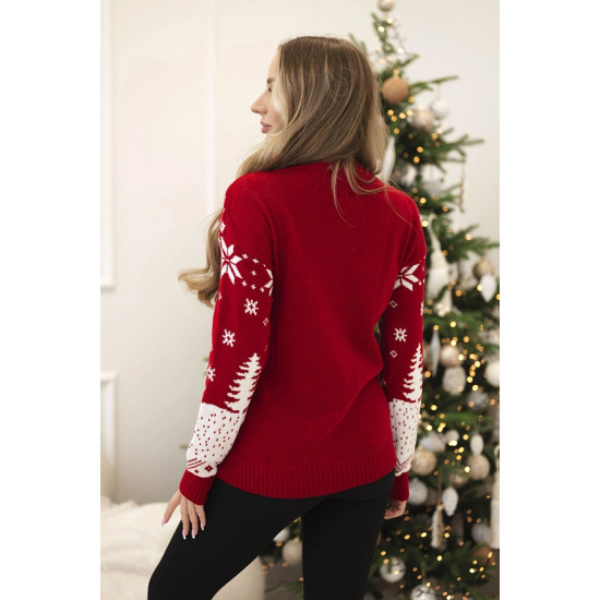 Moteriškas raudonas kalėdinis megztinis Santa