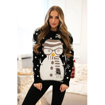 Женский чёрный рождественский свитер Snowman