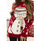Moteriškas raudonas kalėdinis megztinis Snowman
