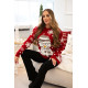 Moteriškas raudonas kalėdinis megztinis Snowman