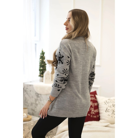 Moteriškas pilkas kalėdinis megztinis Snowman