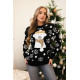 Moteriškas juodas kalėdinis megztinis Bear