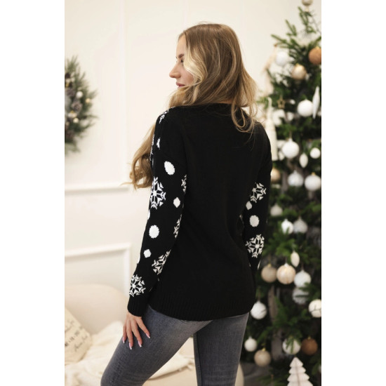 Moteriškas juodas kalėdinis megztinis Bear
