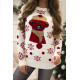Moteriškas baltas kalėdinis megztinis Bear