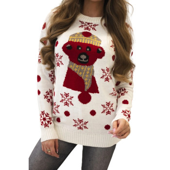 Women's white Christmas jumper Bear