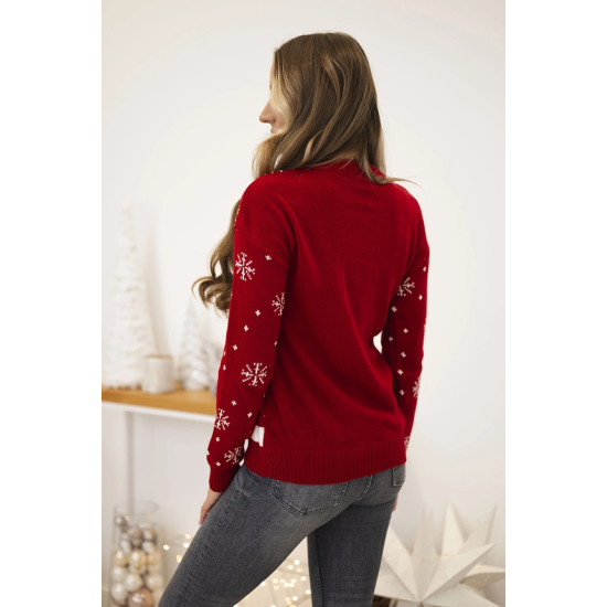 Moteriškas raudonas kalėdinis megztinis Vel
