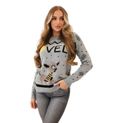 Moteriškas pilkas kalėdinis megztinis Vel